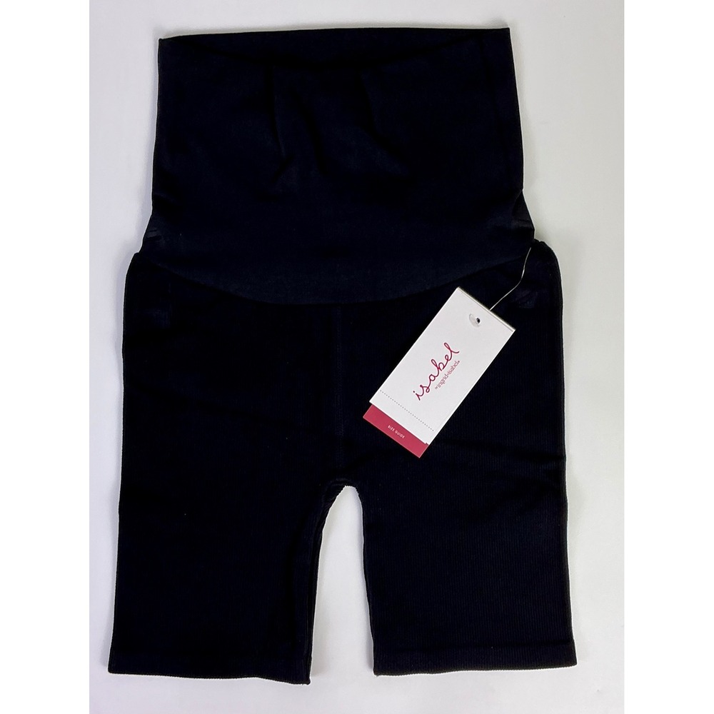 Isabel Maternity Stretchy  Black Ribbed Bike Shorts XS Pregnancy - Picture 2 of 8